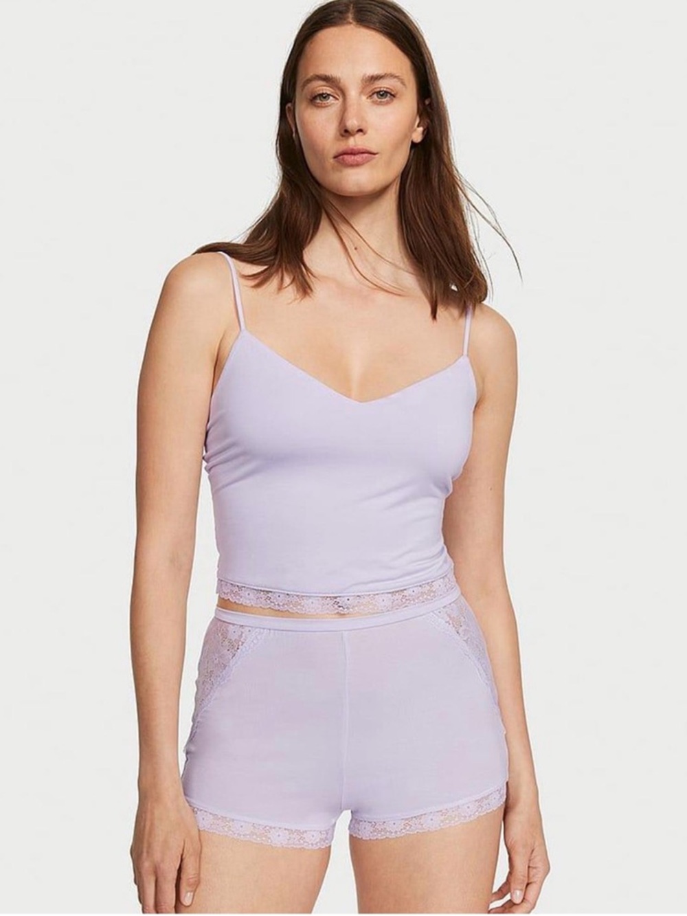 Victoria's Secret Lavender Lace-Trim Cami & Shorts Sleep Set